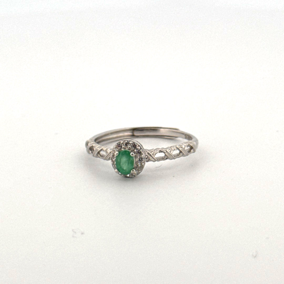 Emerald S925 Adjustable Ring