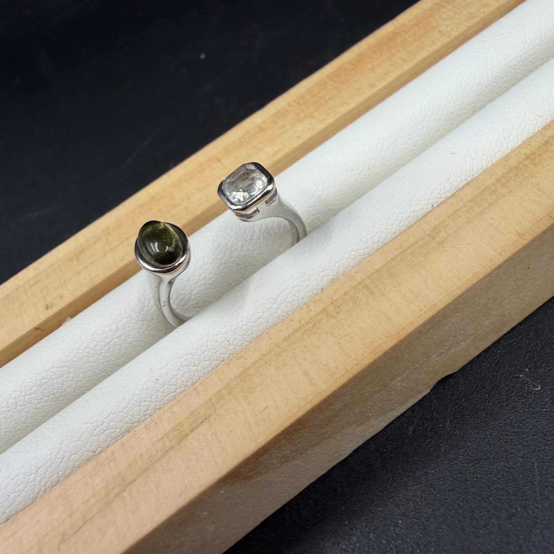 Libyan Desert Glass and Moldavite S925 Certified Ring