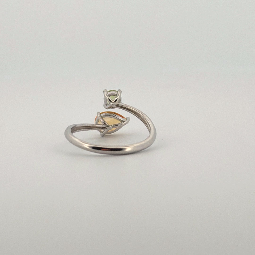 Peridot and Citrine Star S925 Certified Adjustable Ring