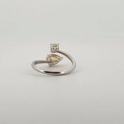Peridot and Citrine Star S925 Certified Adjustable Ring