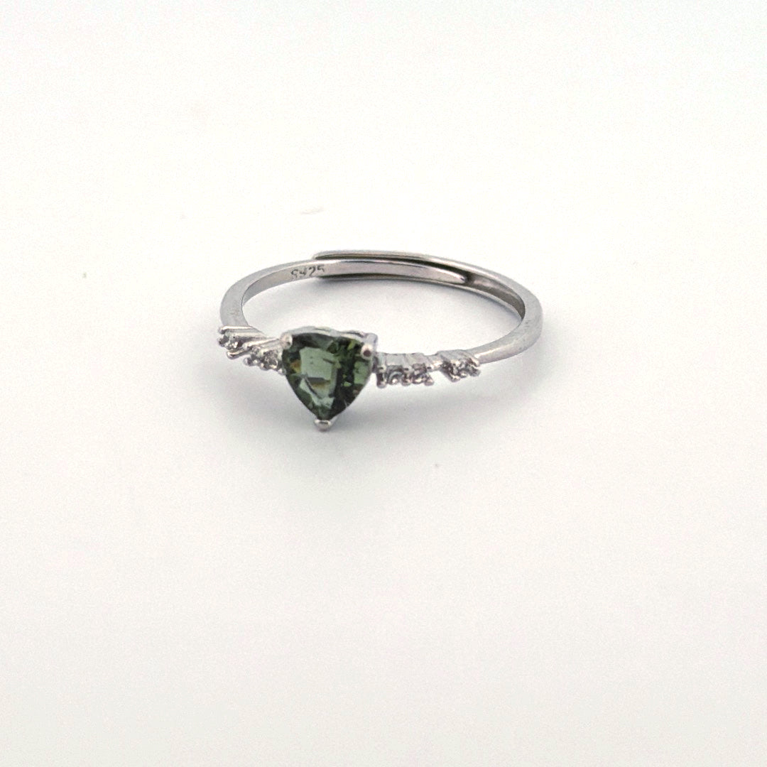 Moldavite S925 Adjustable Certified Ring