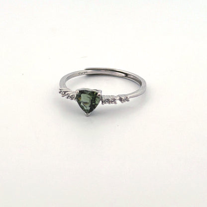 Moldavite S925 Adjustable Certified Ring