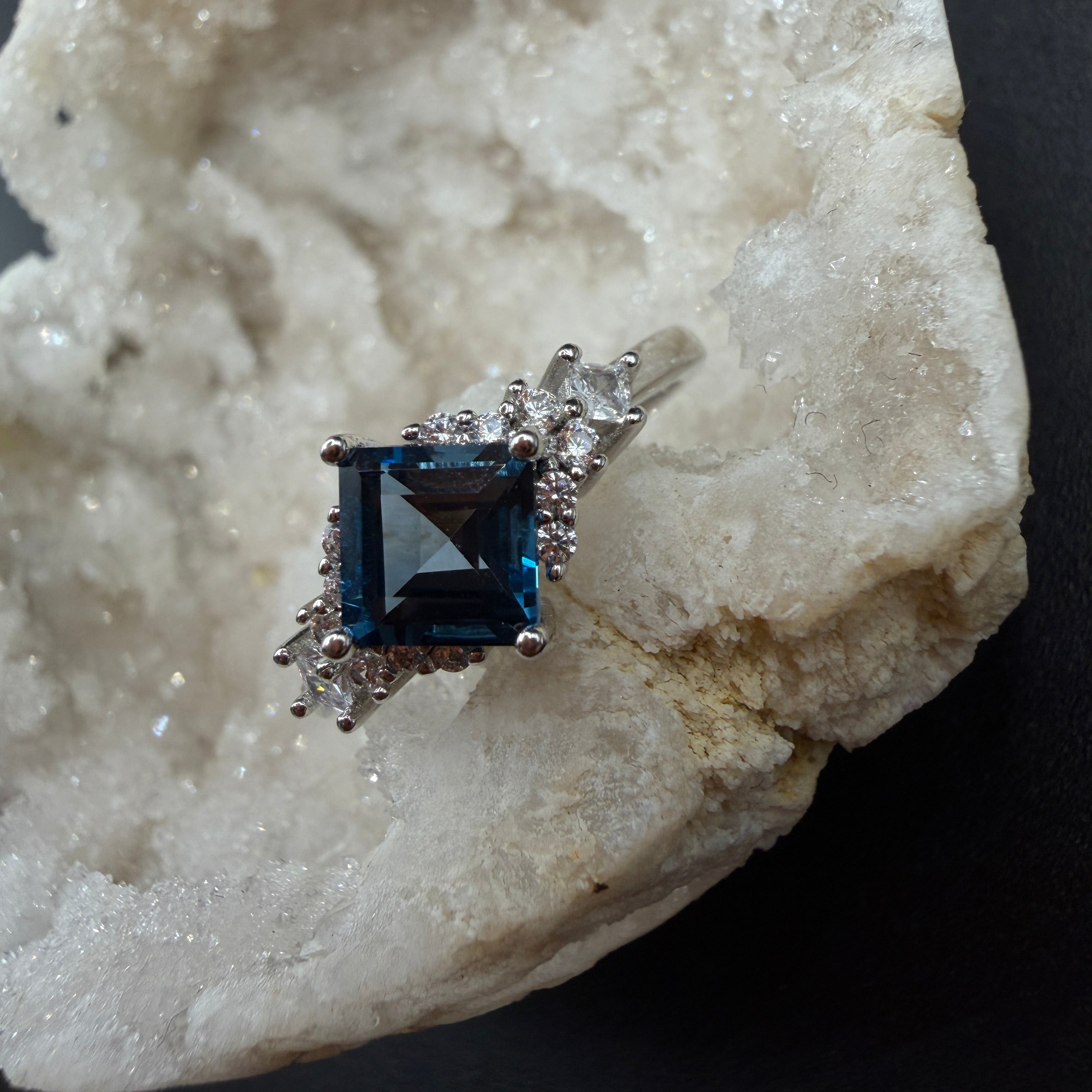 Blue Topaz S925 Certified Adjustable Ring