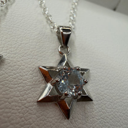 Black Spinel / Aquamarine S925 Necklace