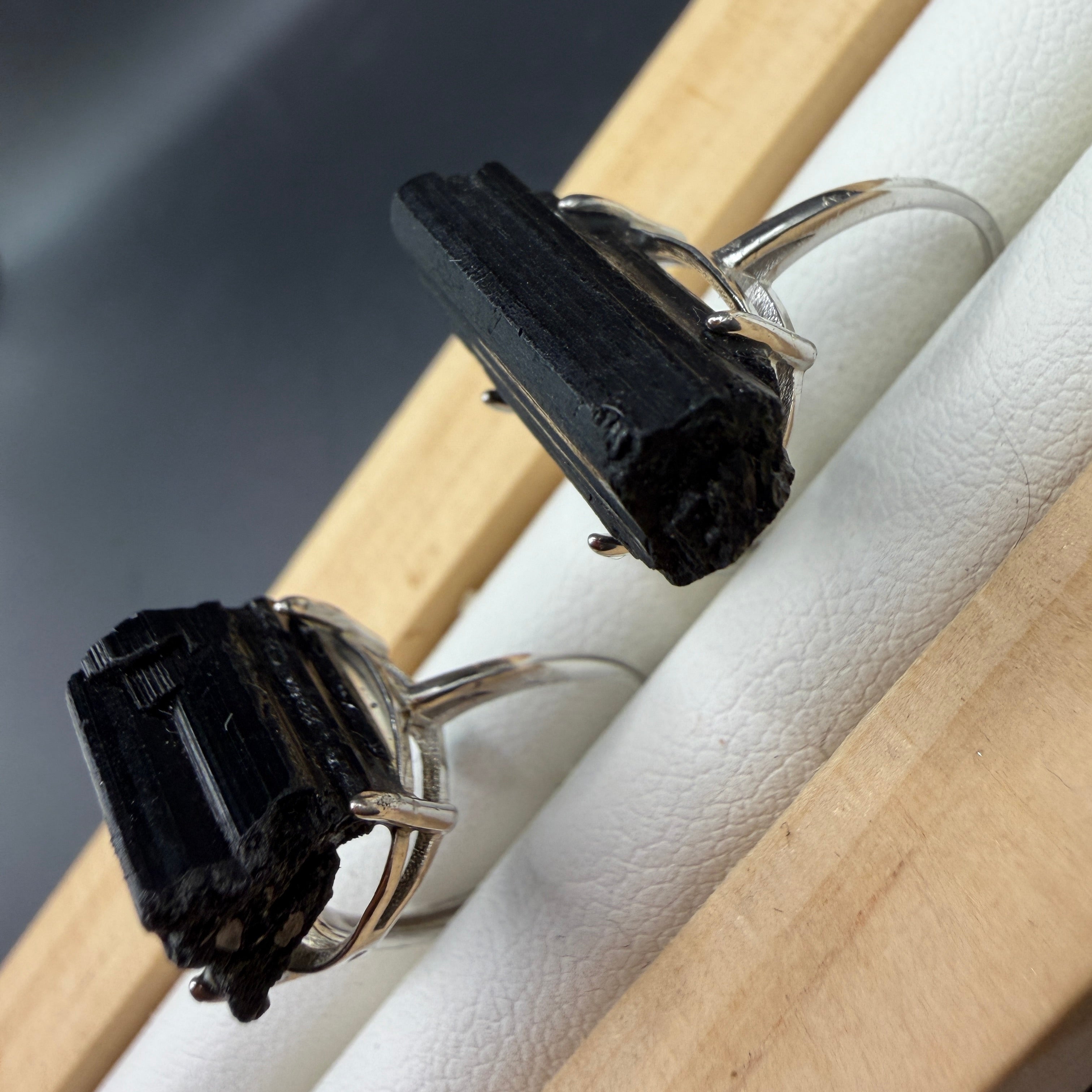 Black Tourmaline S925 Adjustable Ring