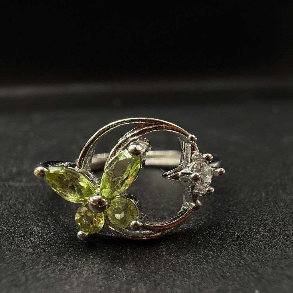Peridot Butterfly S925 Adjustable Ring