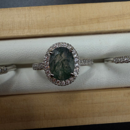 Moss Agate S925 Adjustable Ring