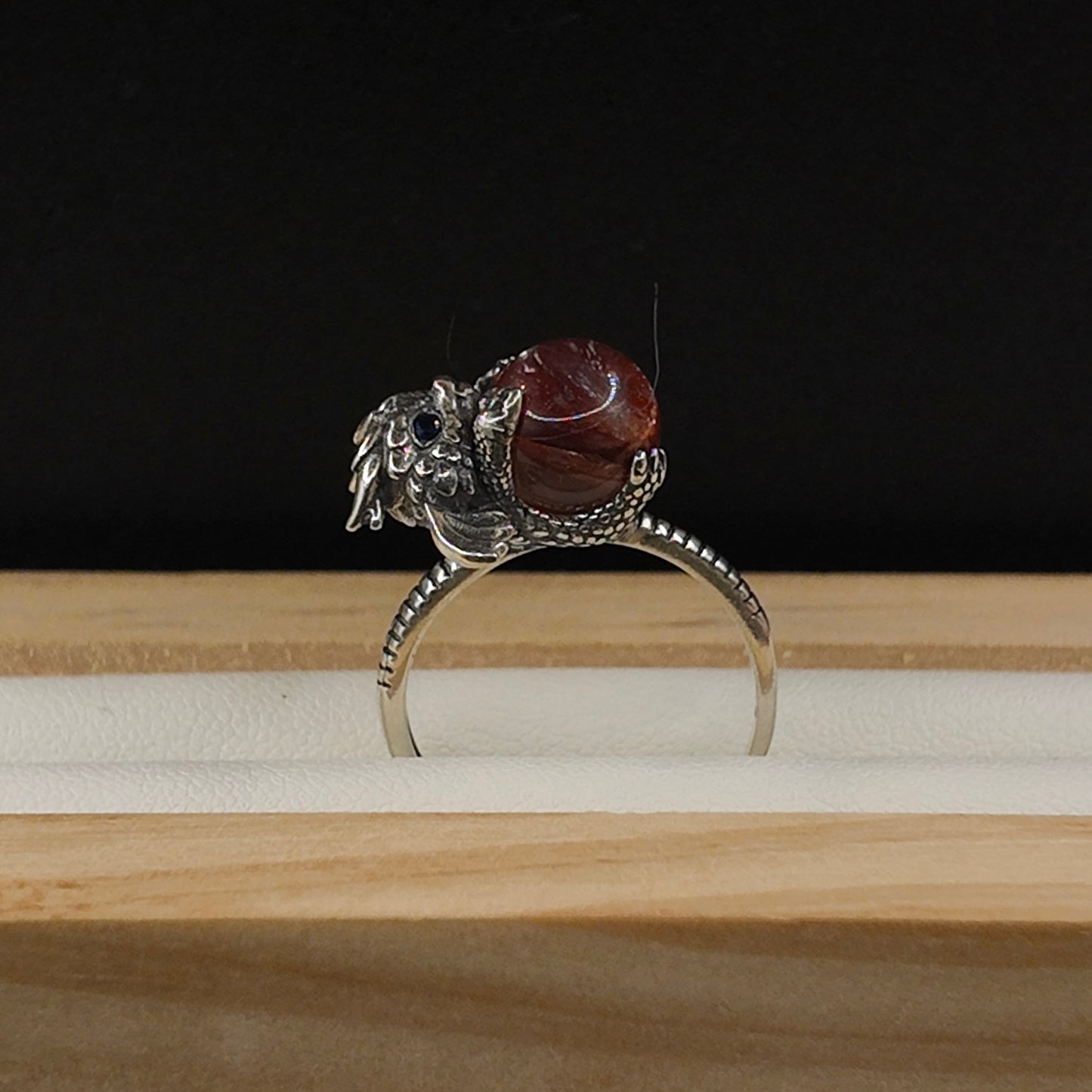 Fire Quartz Baby Dragon S925 Adjustable Ring