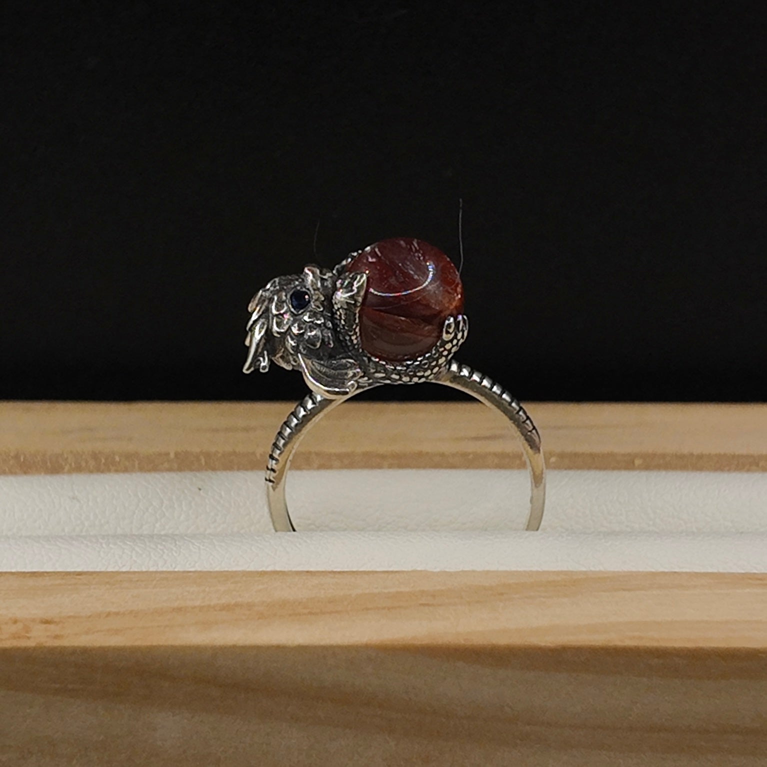 Fire Quartz Baby Dragon S925 Adjustable Ring