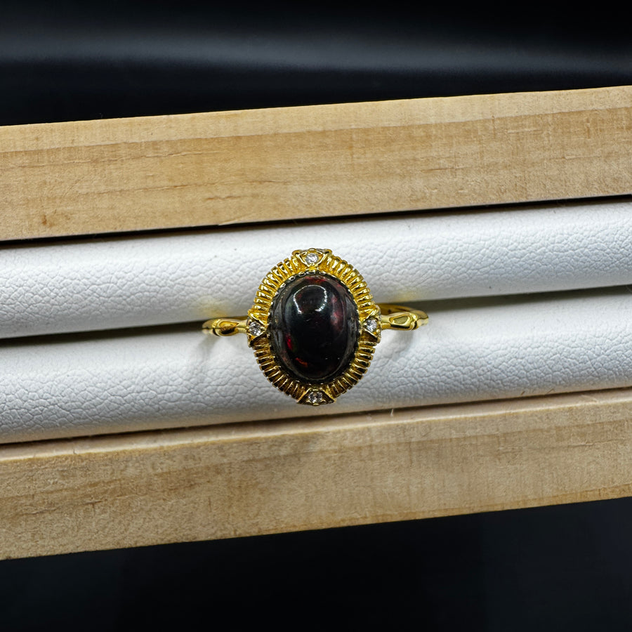 Black Opal S925 Adjustable Ring