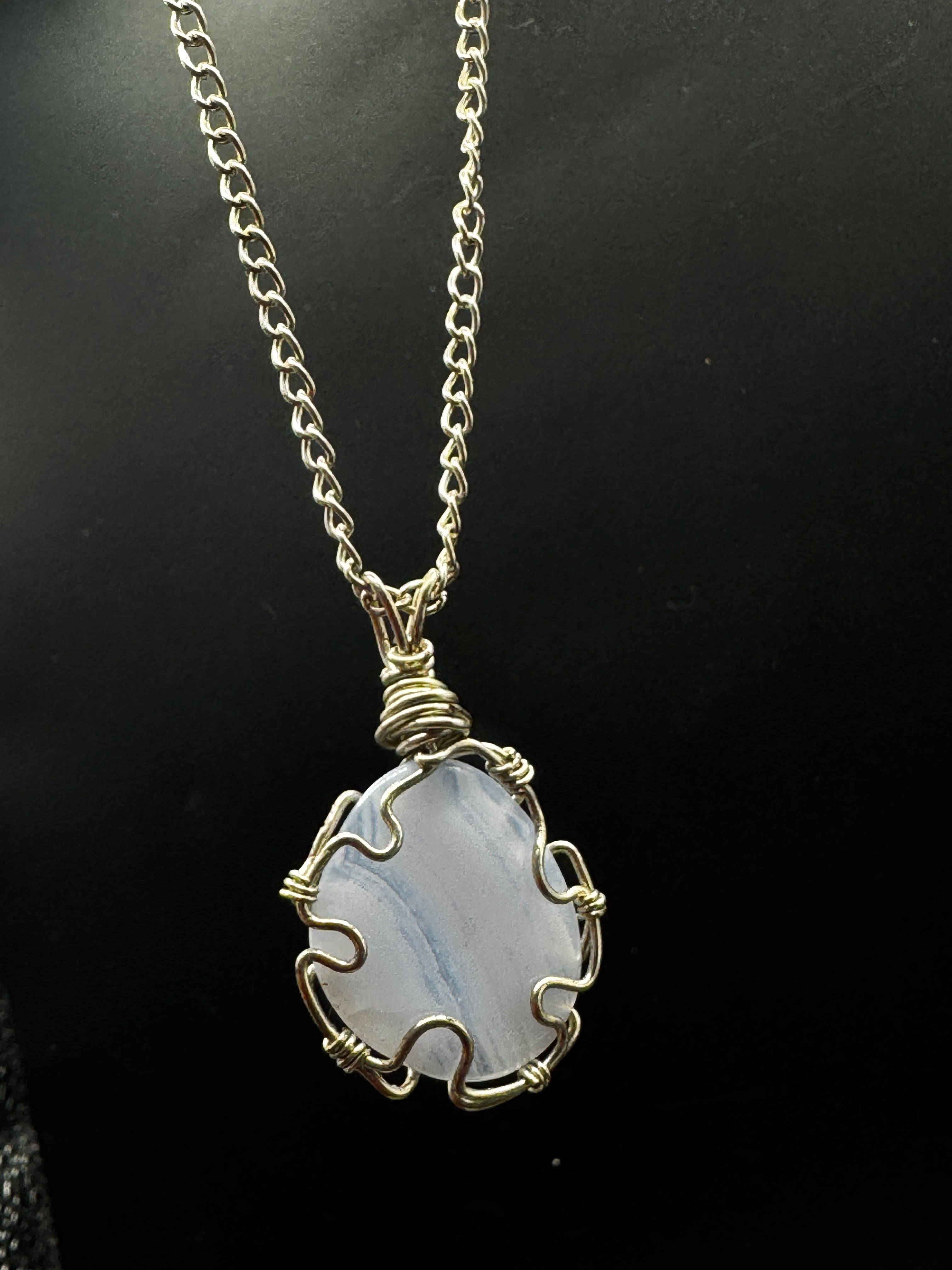 Handmade Blue Lace Agate Necklace