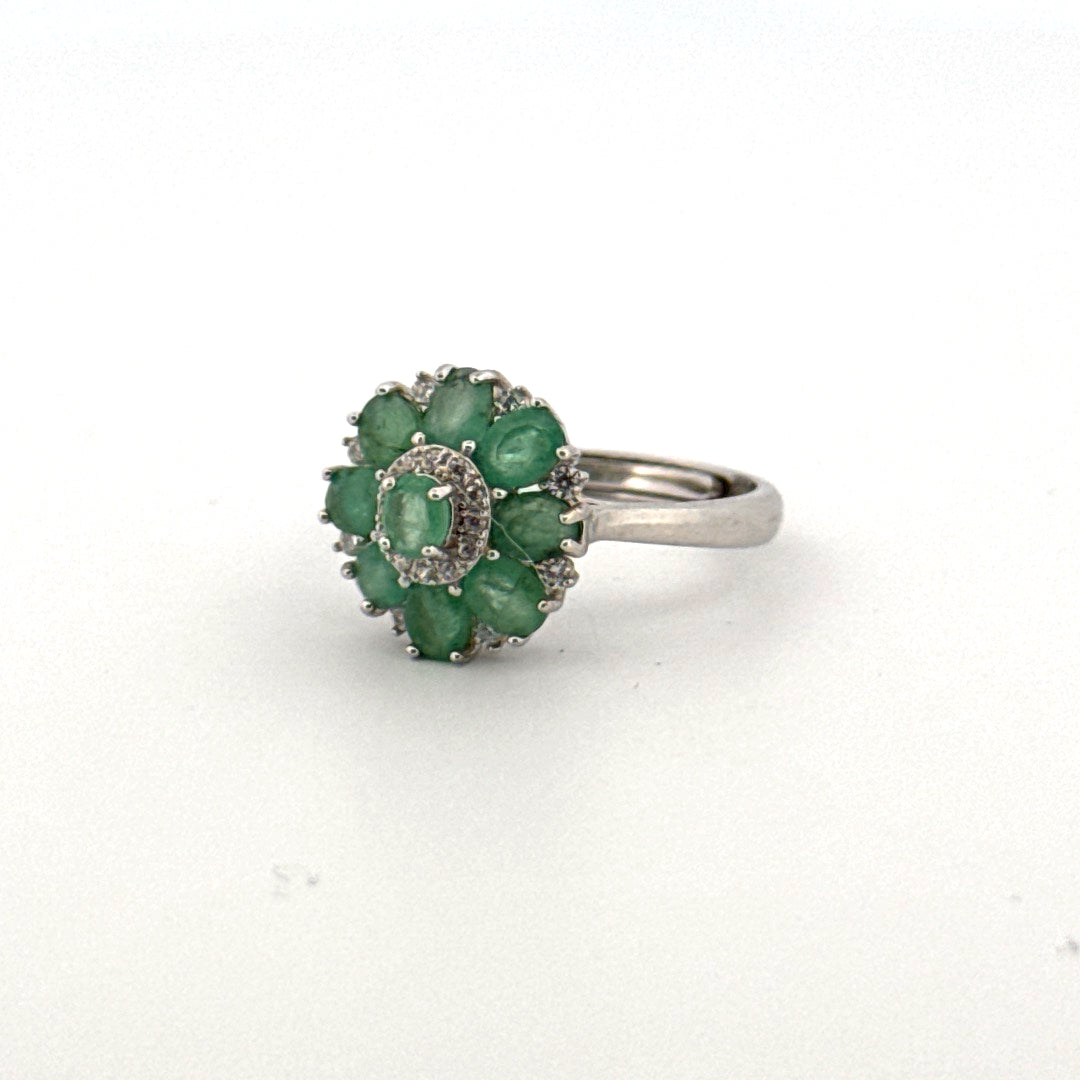 Emerald S925 Certified Adjustable Ring