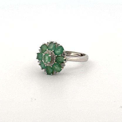 Emerald S925 Certified Adjustable Ring