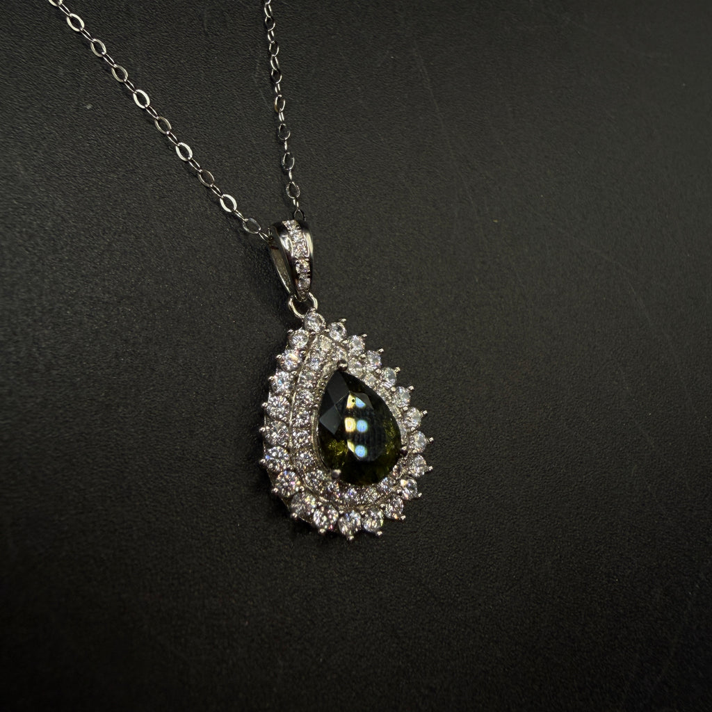 Moldavite Teardrop Certified S925 Necklace