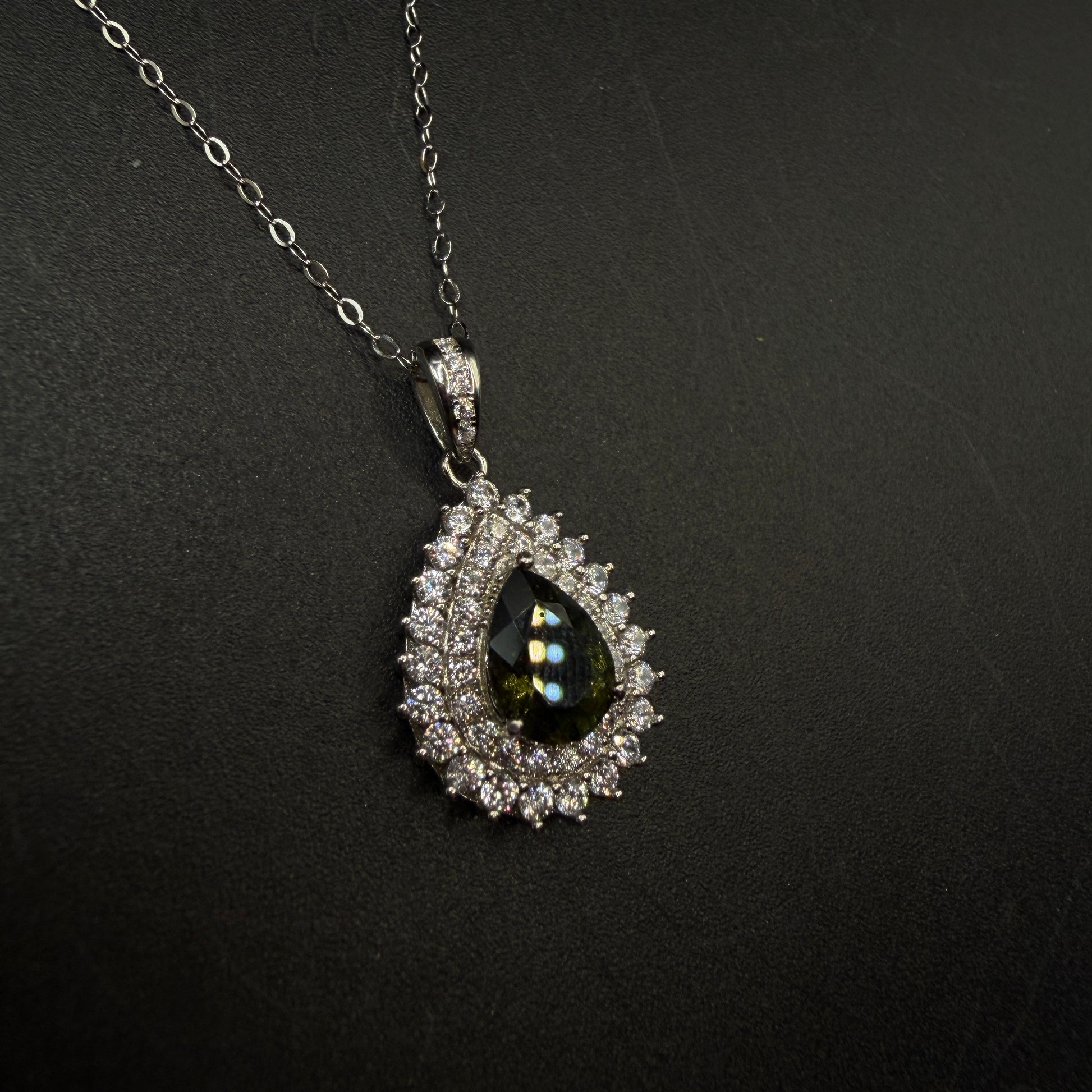 Moldavite Teardrop Certified S925 Necklace