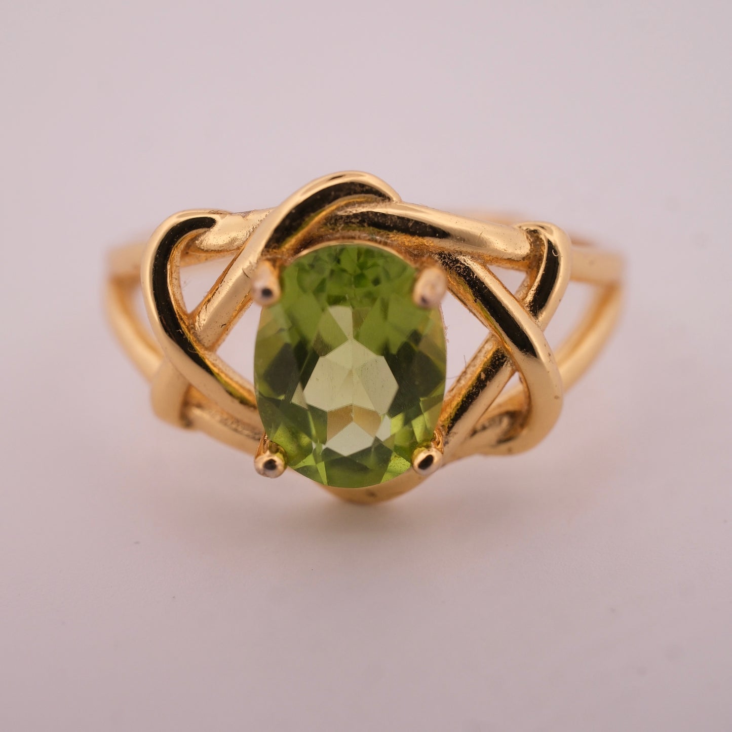 Peridot S925 Adjustable Gold Ring