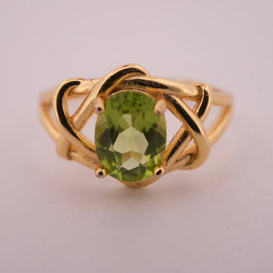Peridot S925 Adjustable Gold Ring