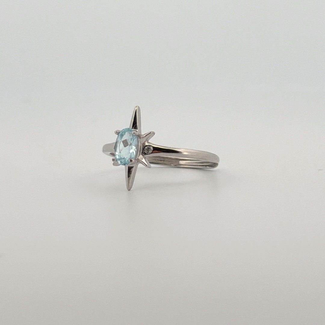 Aquamarine S925 Adjustable Ring