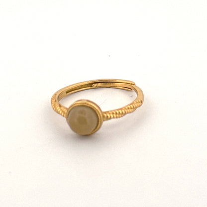 Lemon Calcite S925 Gold Adjustable Ring