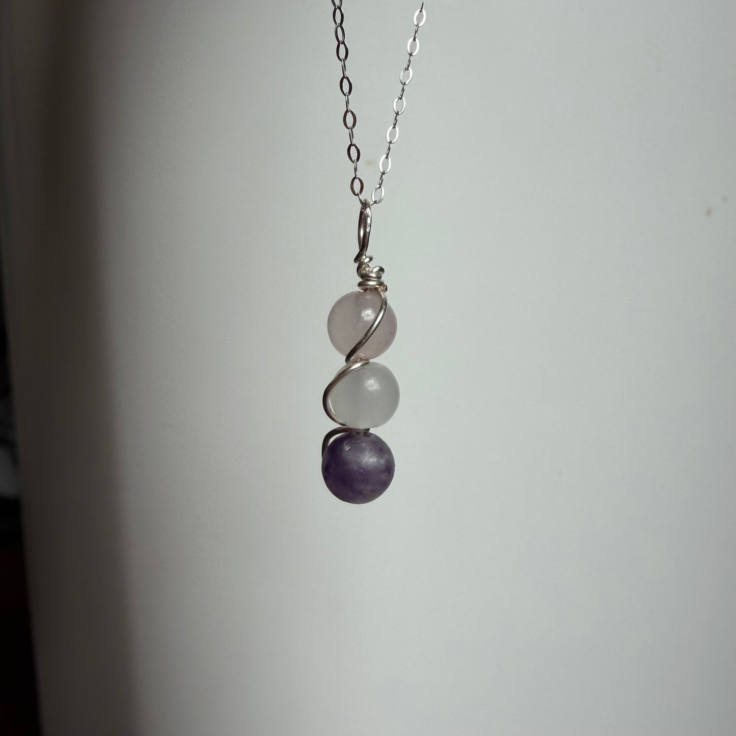 Pure Presence Rose Quartz Moonstone and Lepidolite Handmade Necklace