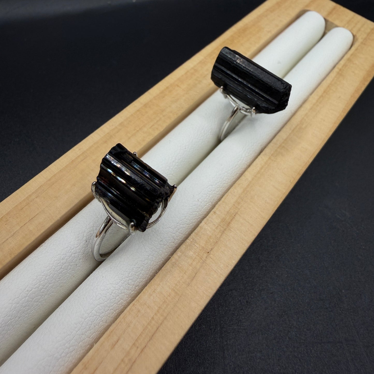 Black Tourmaline S925 Adjustable Ring