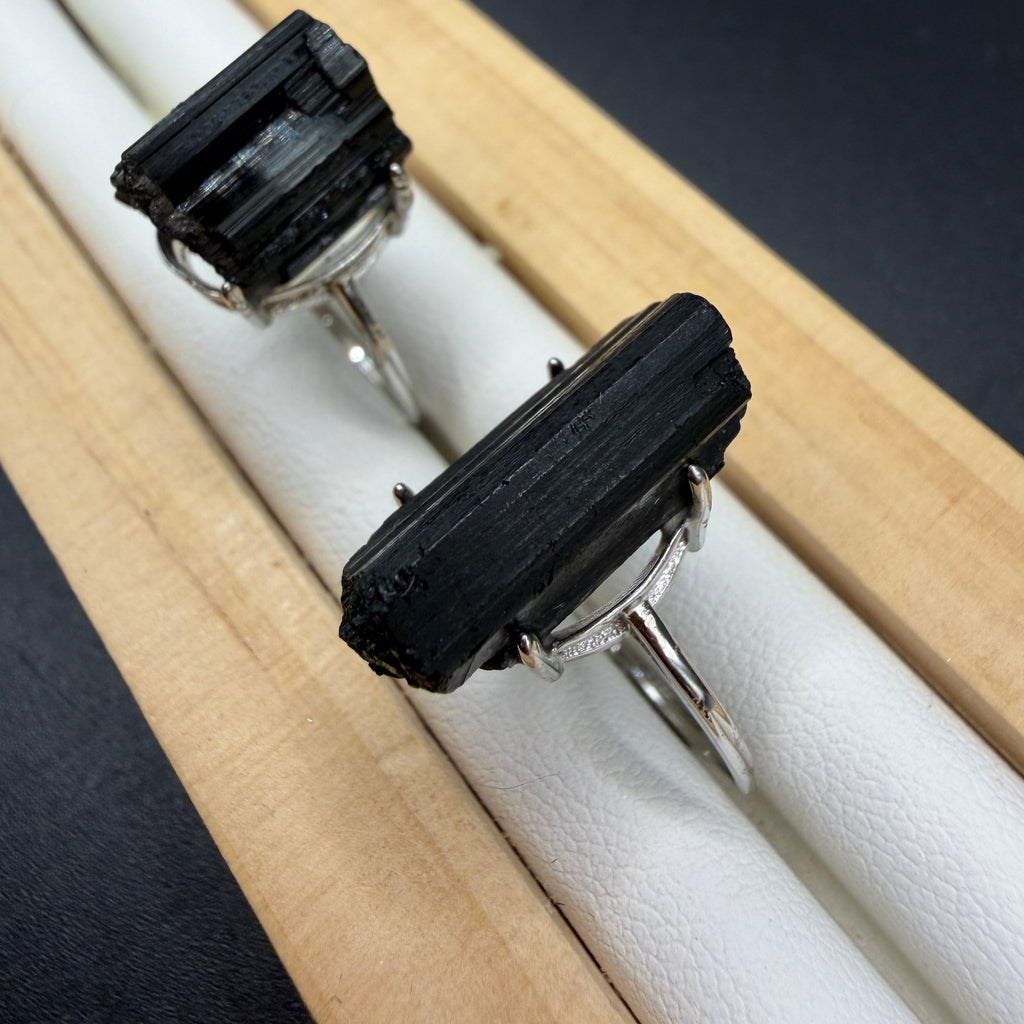 Black Tourmaline S925 Adjustable Ring