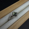 Moldavite Clover S925 Adjustable Certified Ring