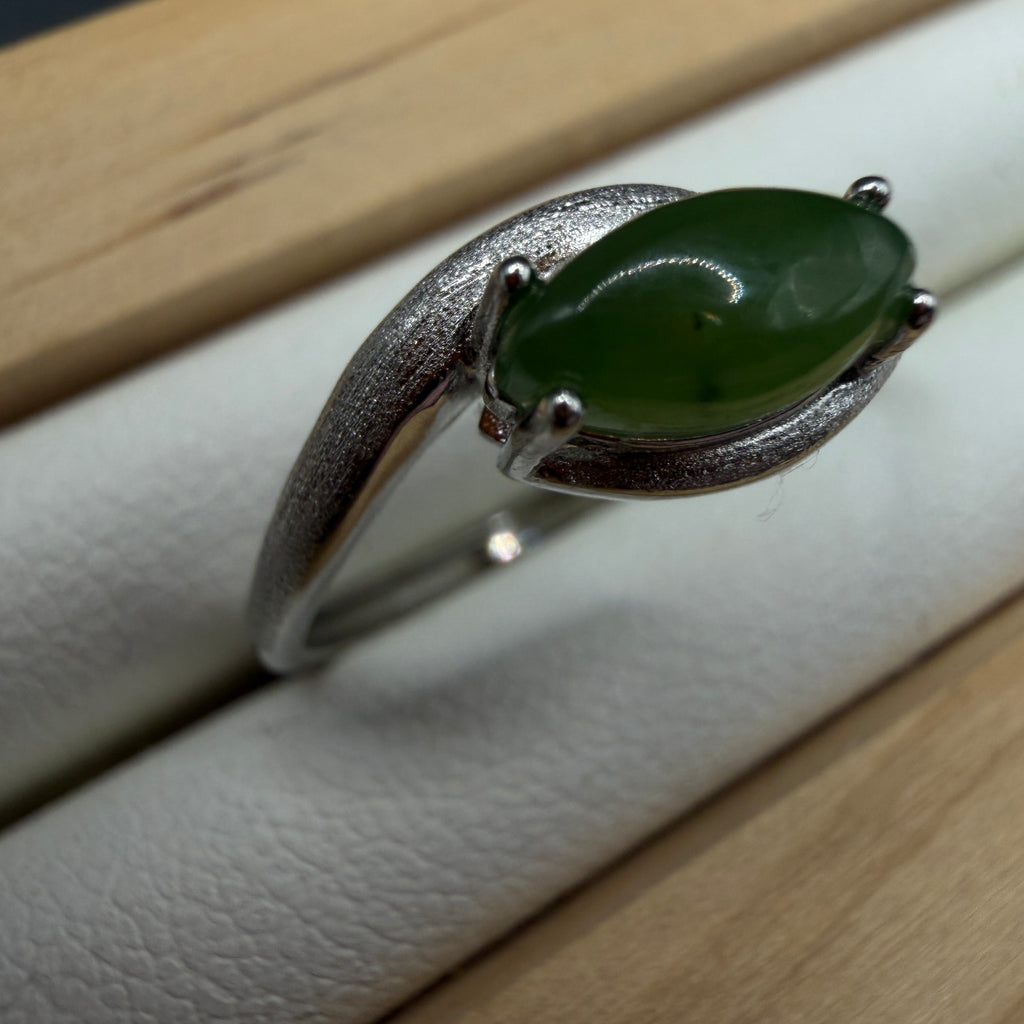 Green Jade S925 Adjustable Ring