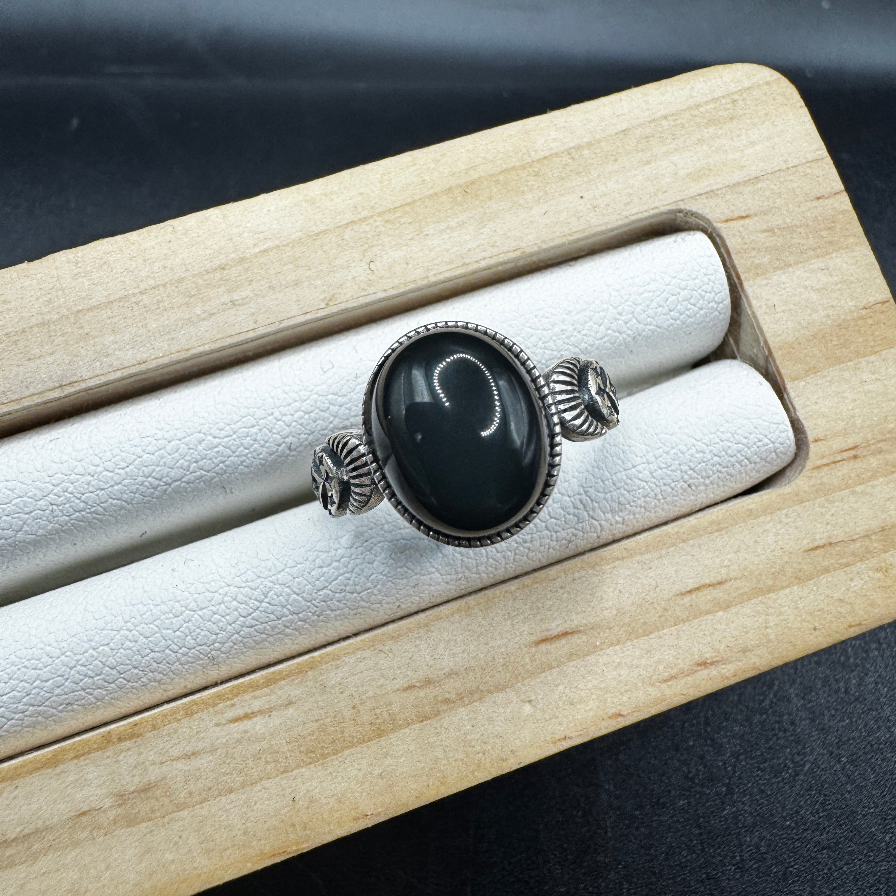 Obsidian S925 Adjustable Ring