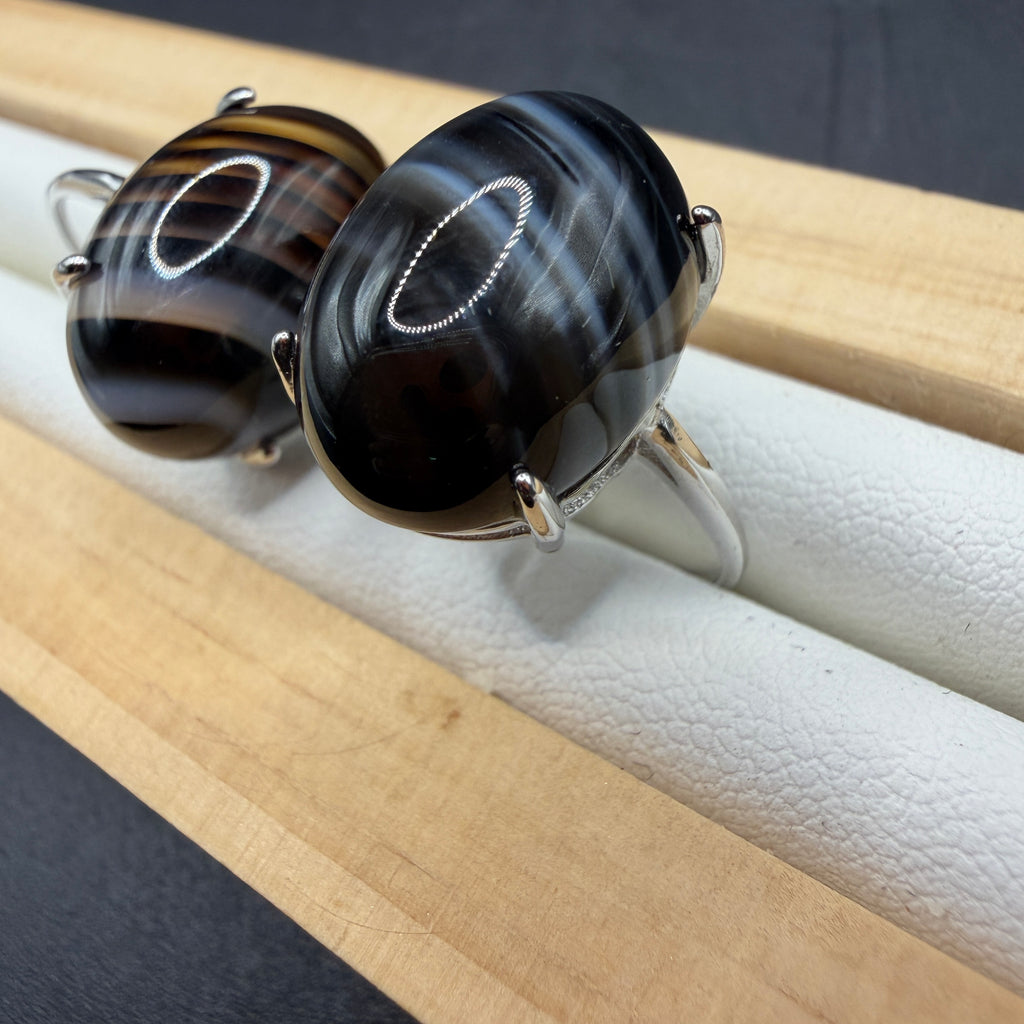 Black Onyx S925 Adjustable Ring