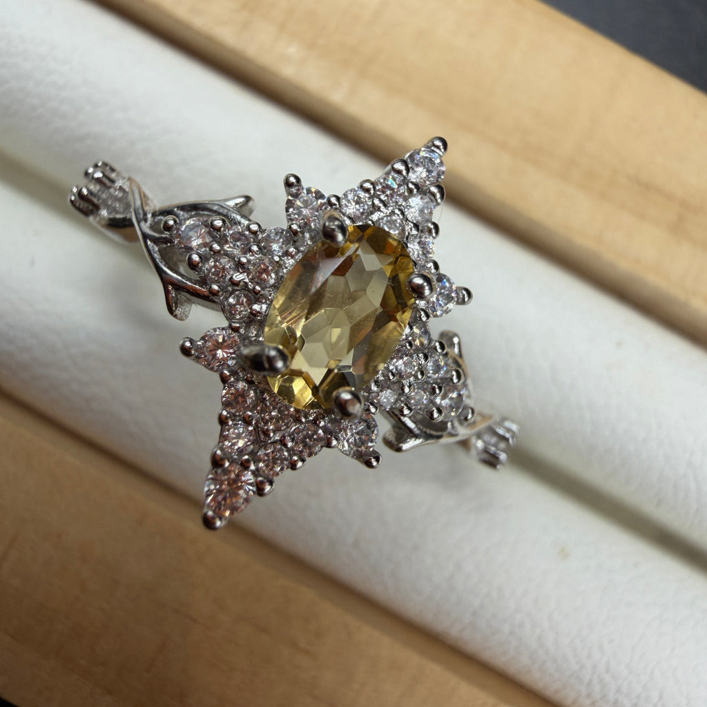 Citrine Star S925 Adjustable Ring