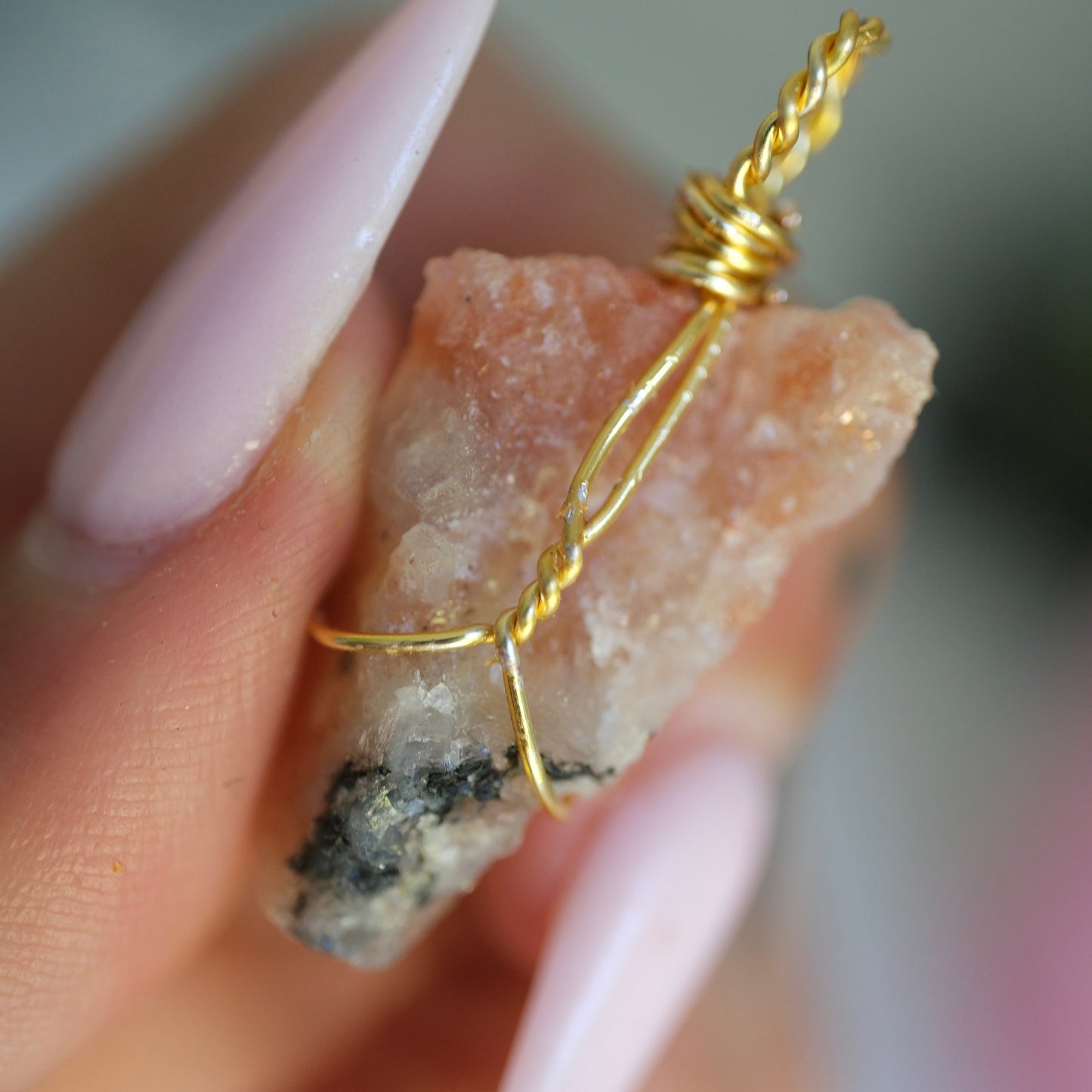 Sunstone Raw Handmade Gold Necklace on S925 Chain