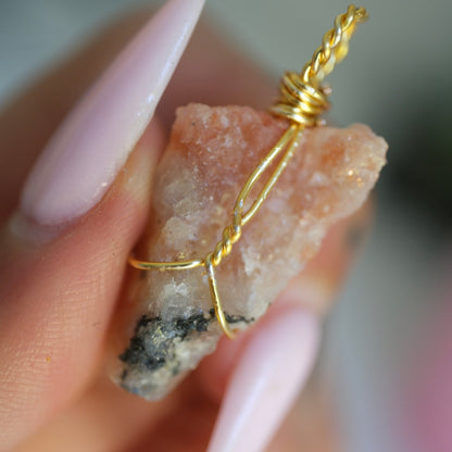 Sunstone Raw Handmade Gold Necklace on S925 Chain