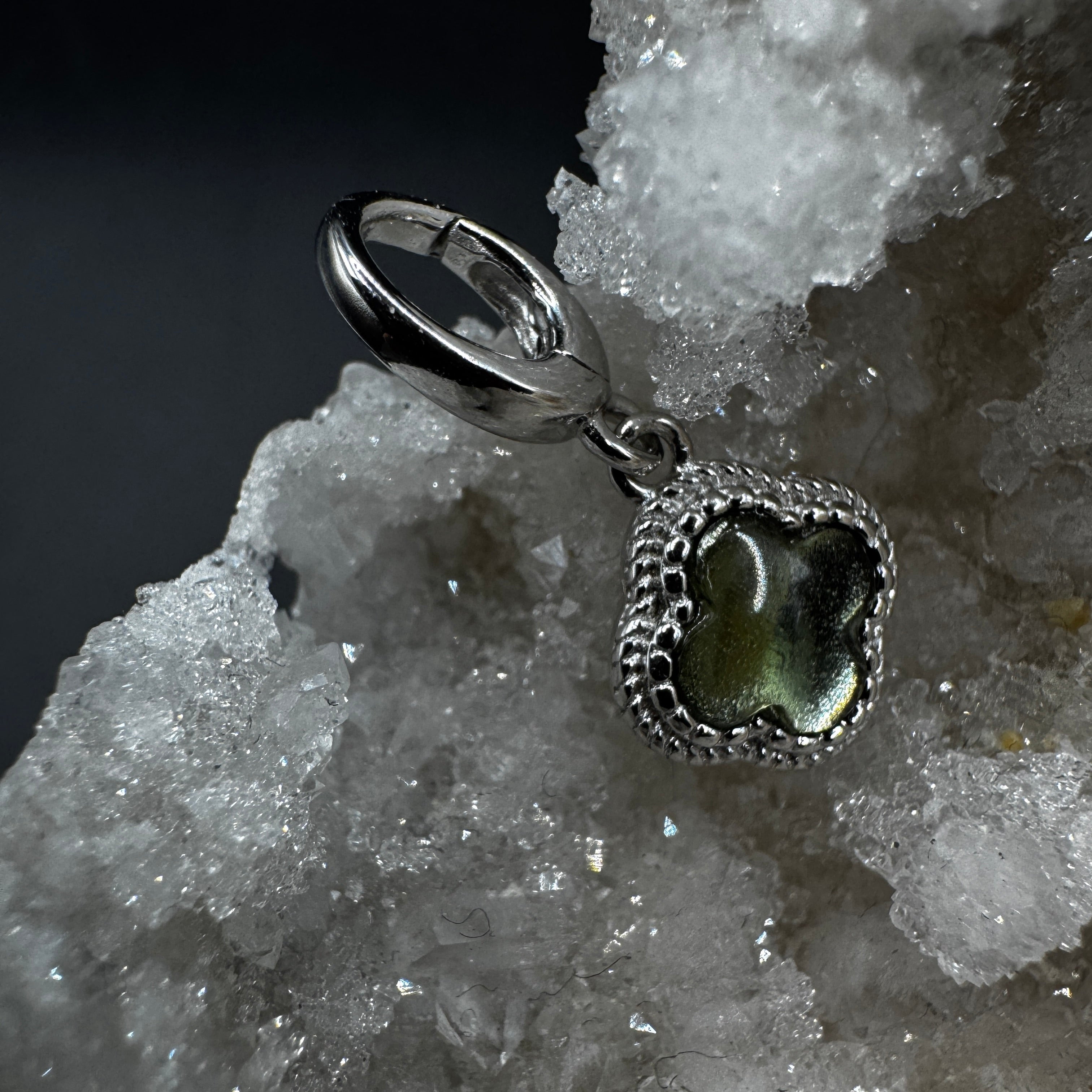 Moldavite Clover Certified S925 Necklace