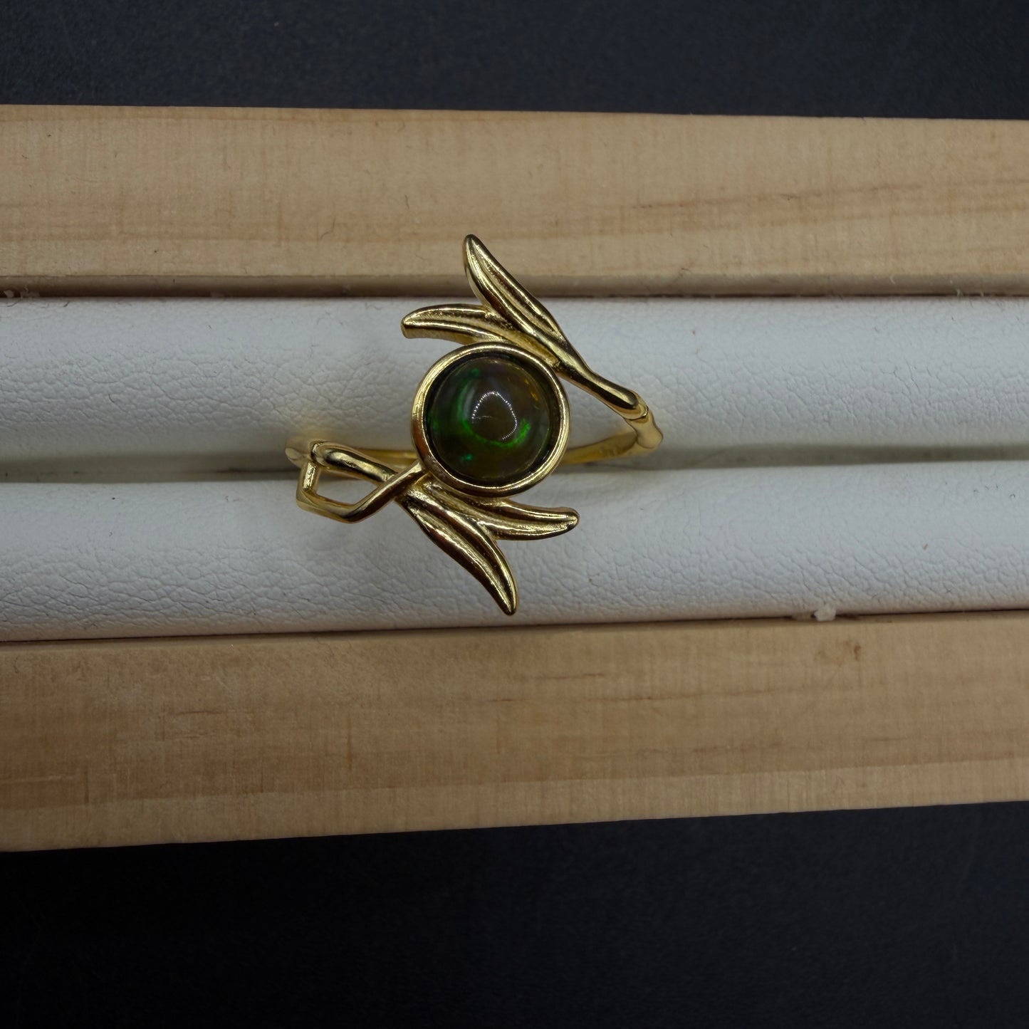 Black Opal S925 Adjustable Ring