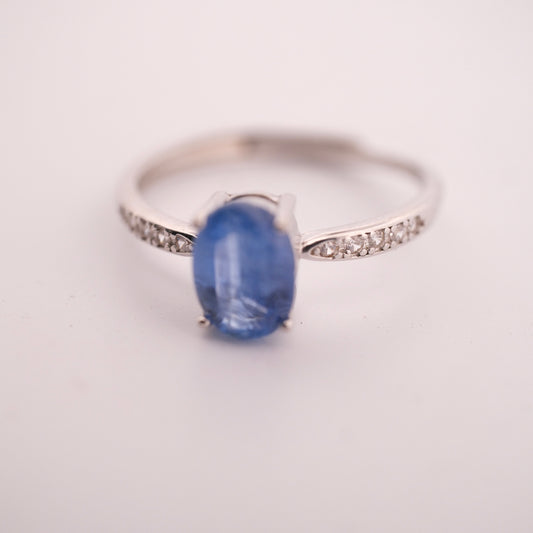 High Grade Kyanite S925 Adjustable Ring