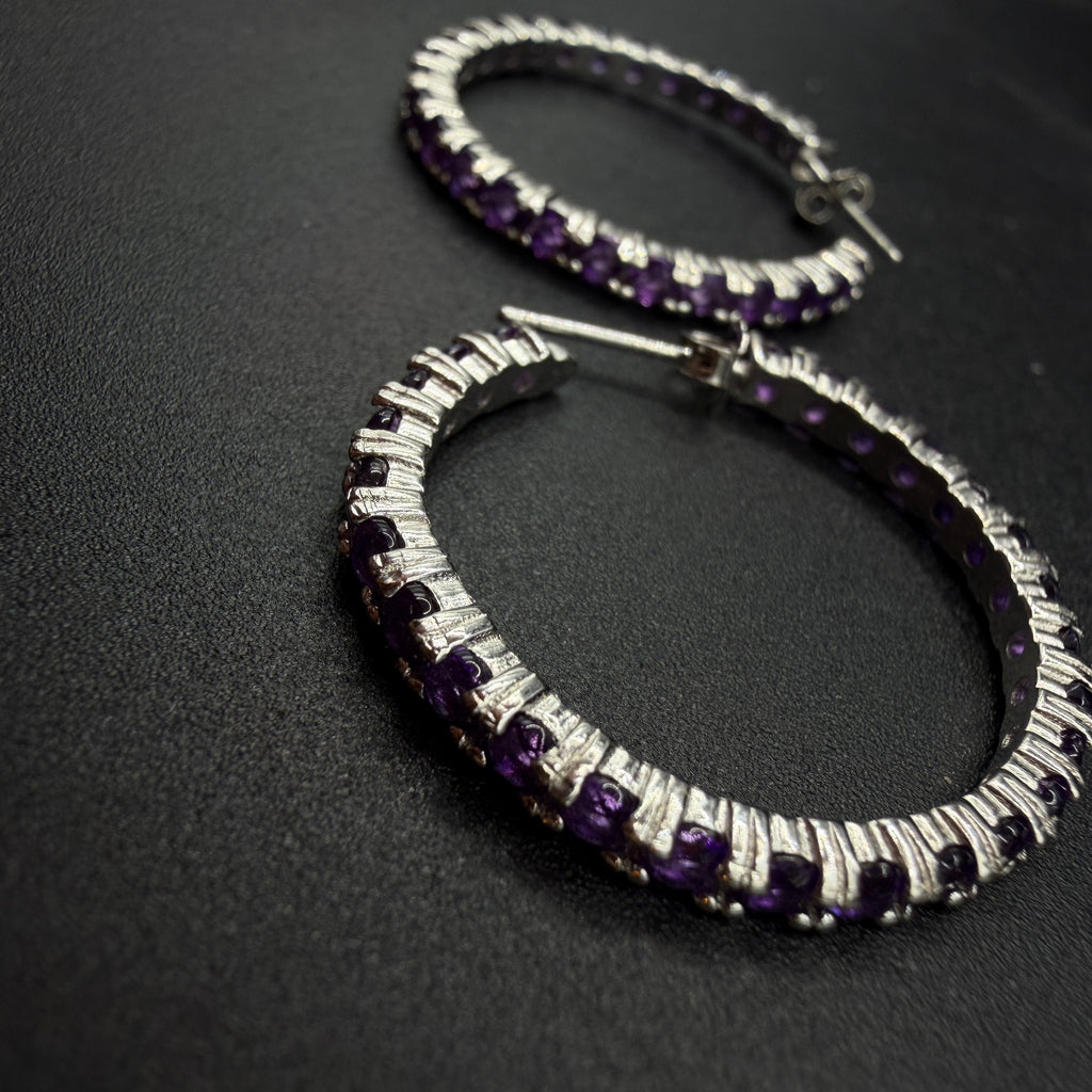 Amethyst Hoop S925 Certified Earrings