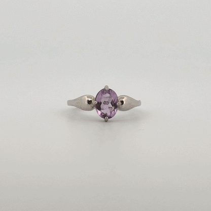 Amethyst Heart S925 Adjustable Ring