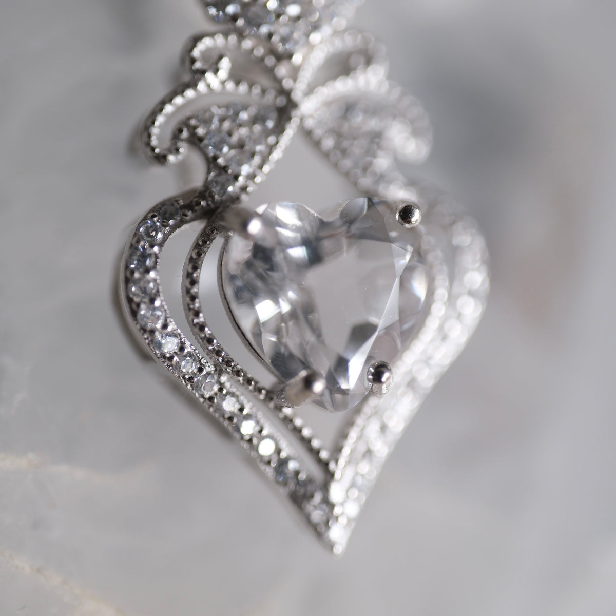 Clear Quartz Heart S925 Necklace