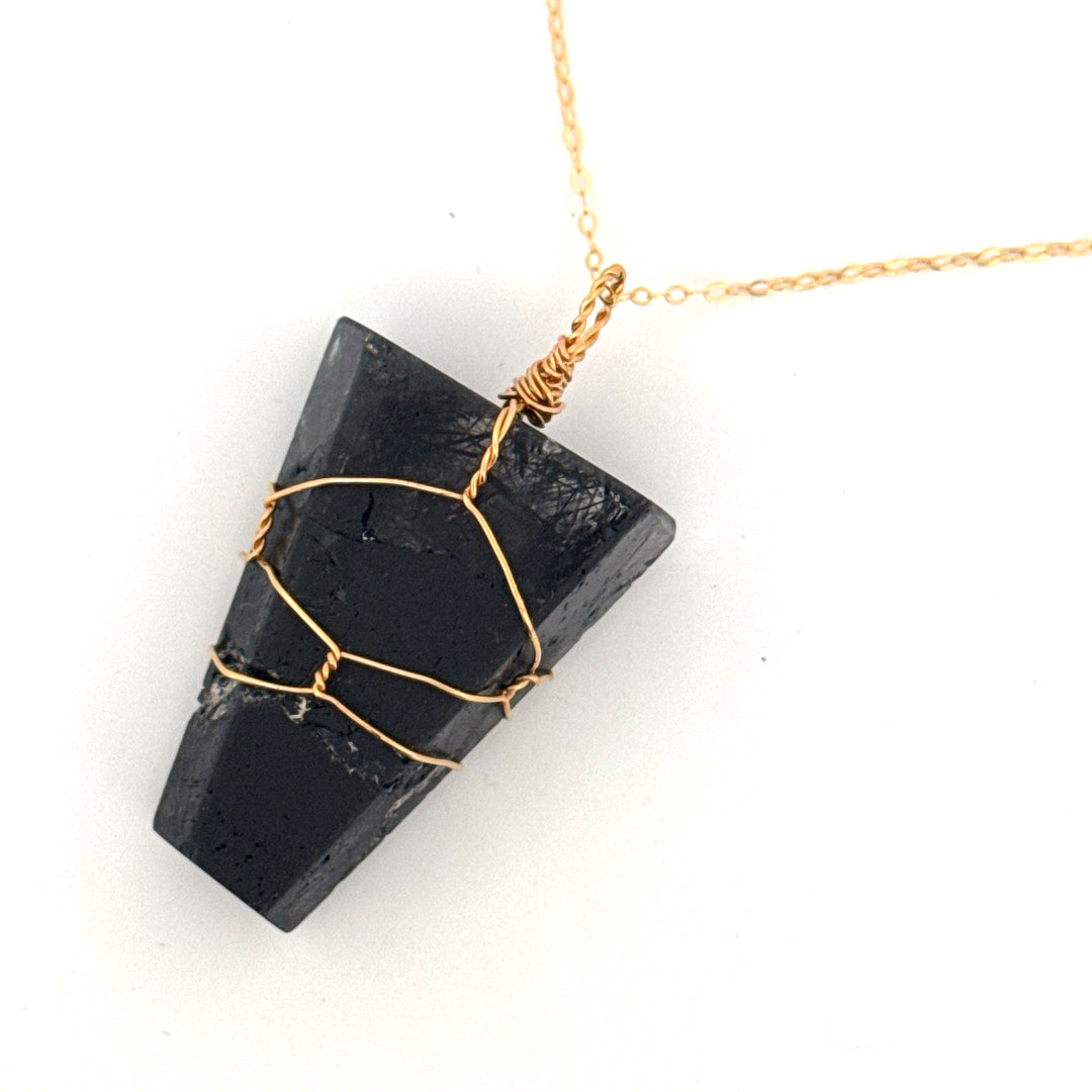 Black Tourmaline in Quartz Handmade Necklace
