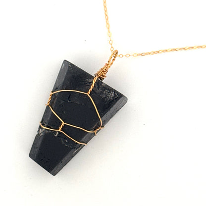 Black Tourmaline in Quartz Handmade Necklace