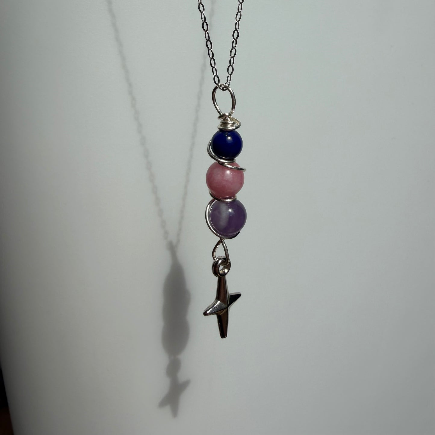 Authentic Self Lapis Lazuli Rhodonite and Amethyst Handmade Necklace