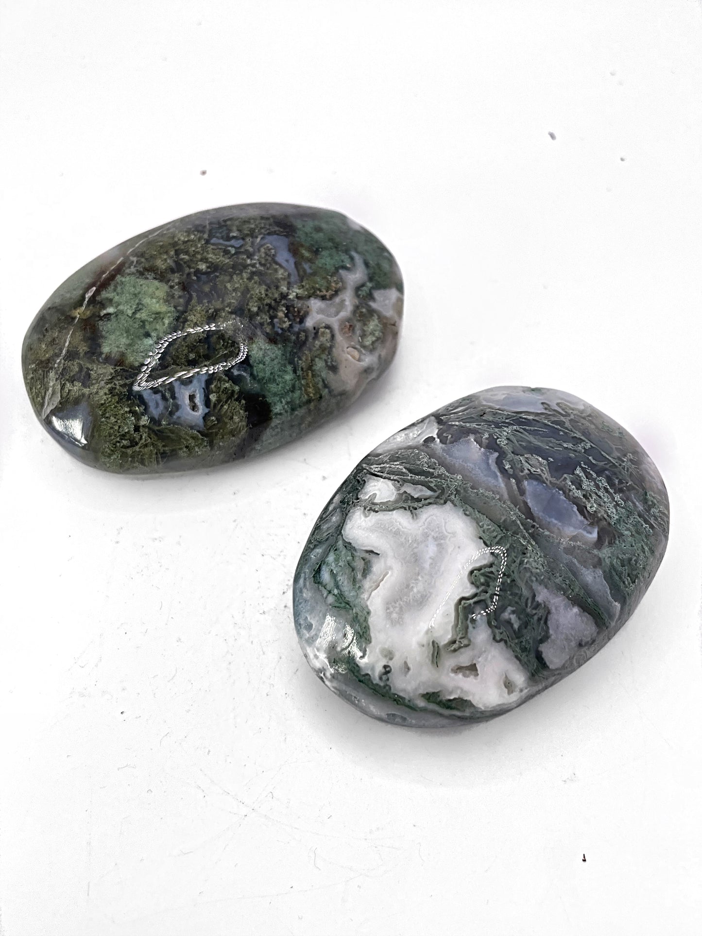 Moss Agate Palm Stones