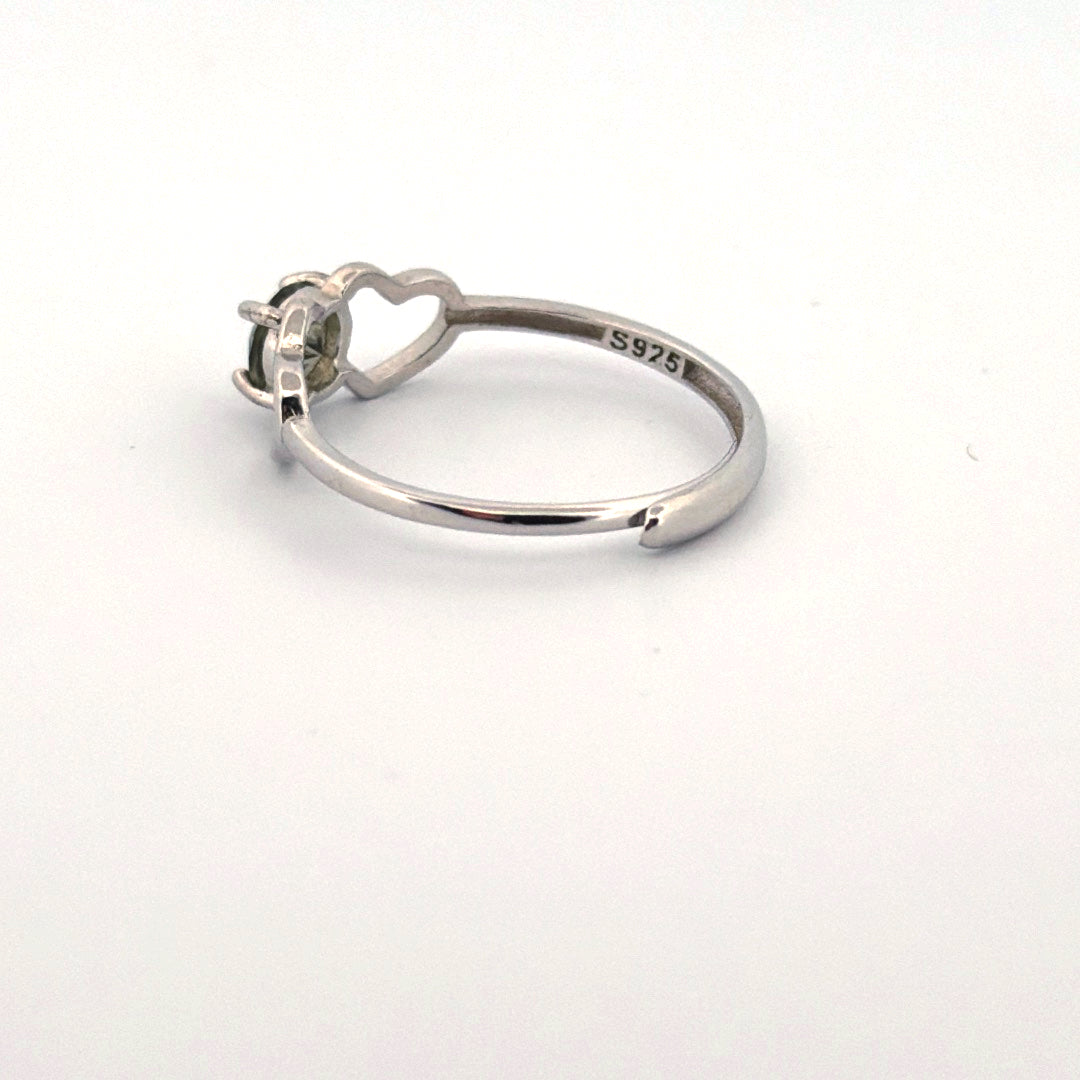 Moldavite S925 Adjustable Certified Ring