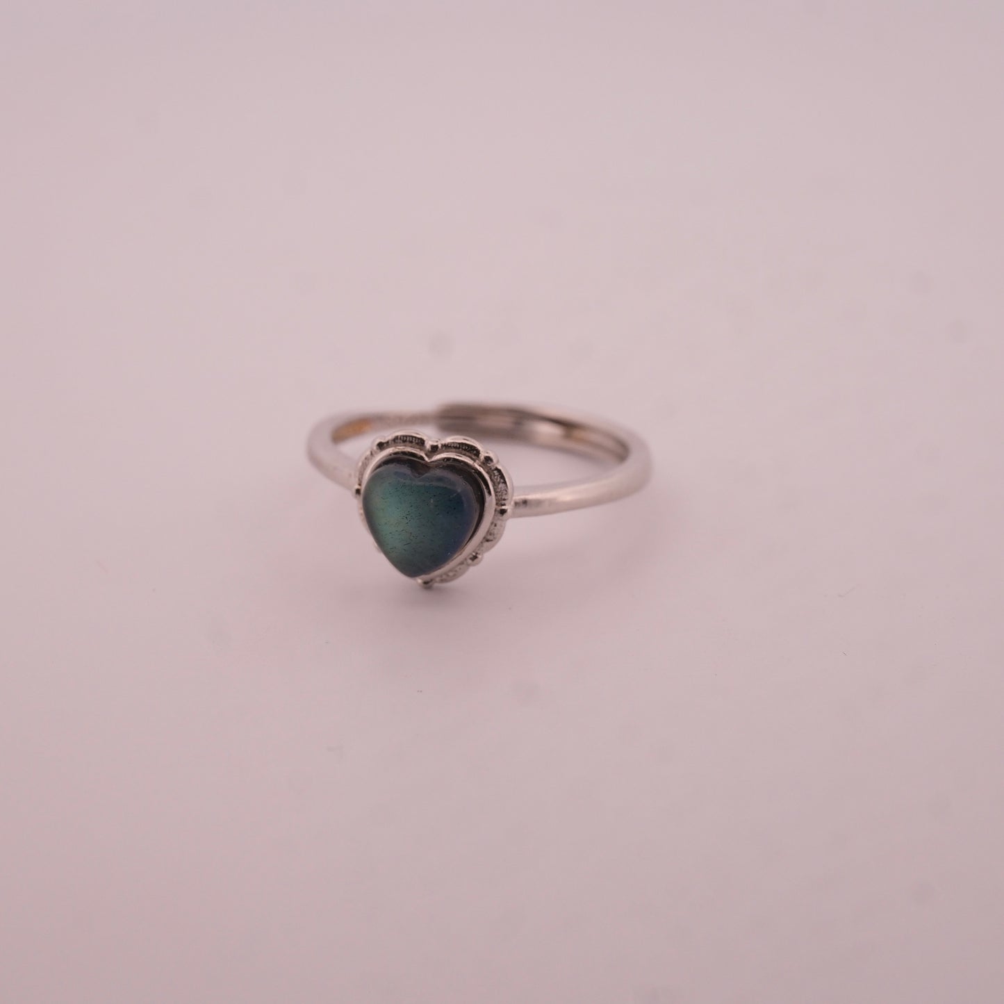 Labradorite Heart S925 Adjustable Ring