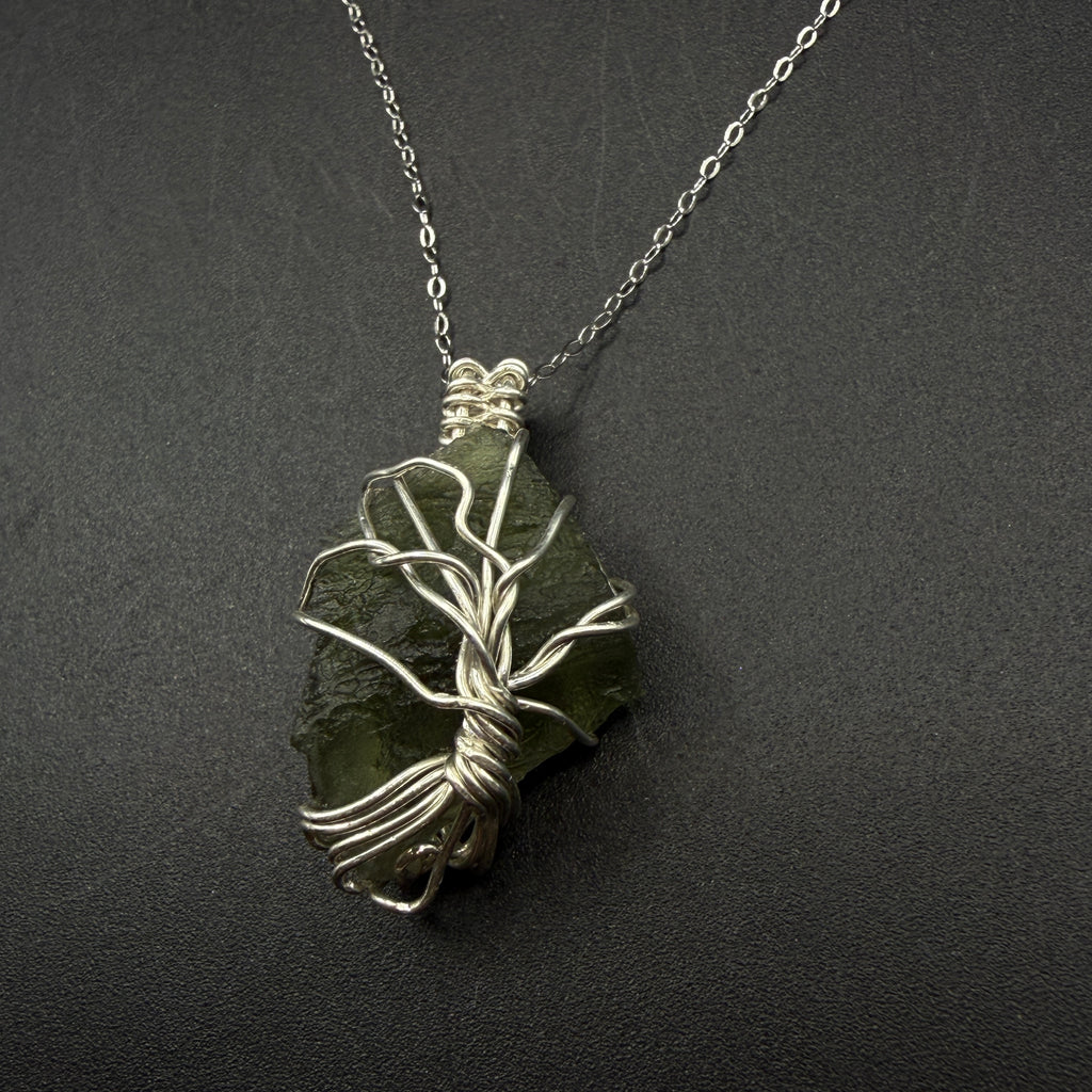 Moldavite Tree Of Life S925 Handmade Necklace