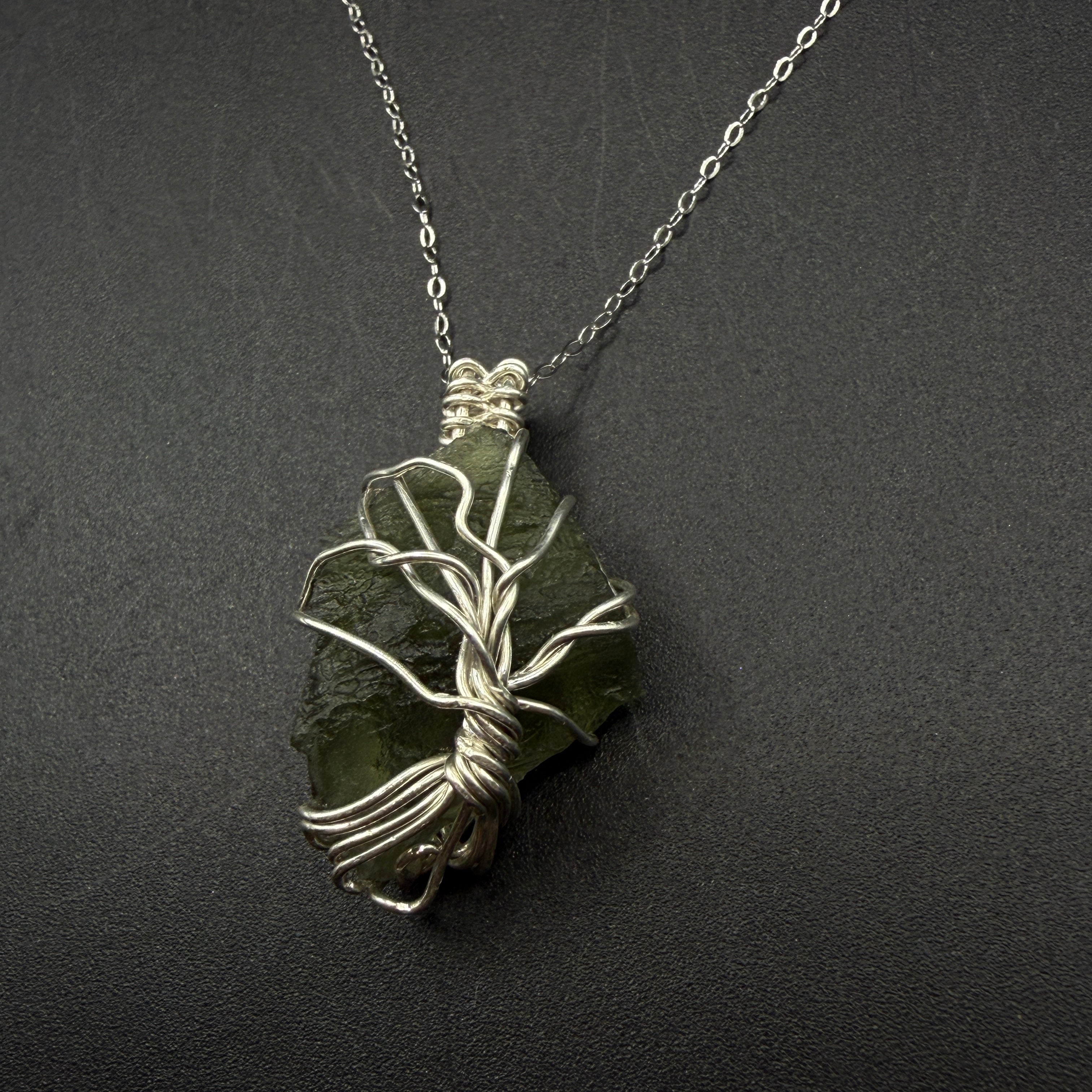 Moldavite Tree Of Life S925 Handmade Necklace