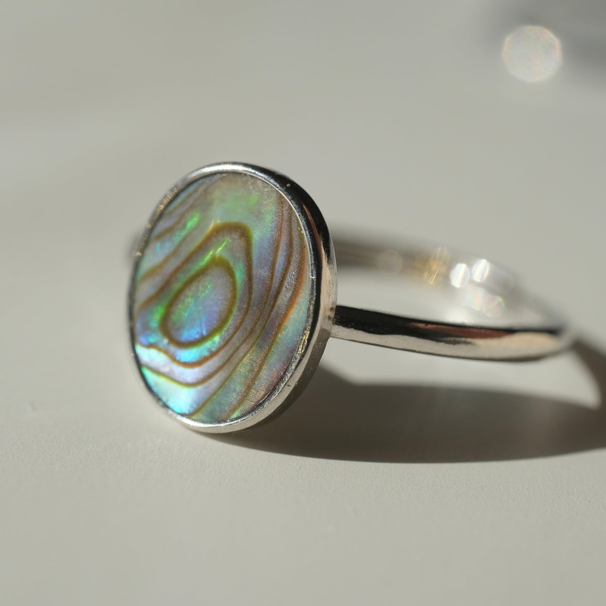 Abalone Shell Oval S925 Adjustable Ring