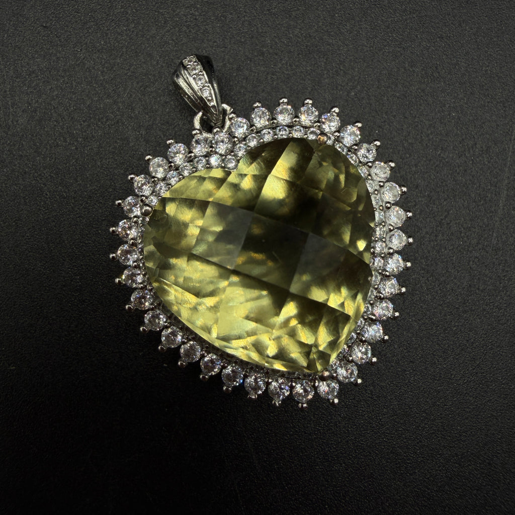 Giant Libyan Desert Glass Heart S925 Certified Necklace