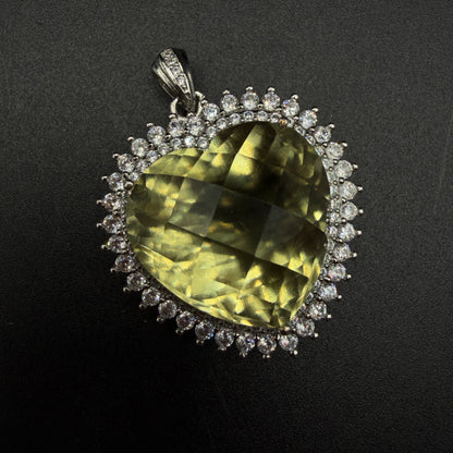 Giant Libyan Desert Glass Heart S925 Certified Necklace